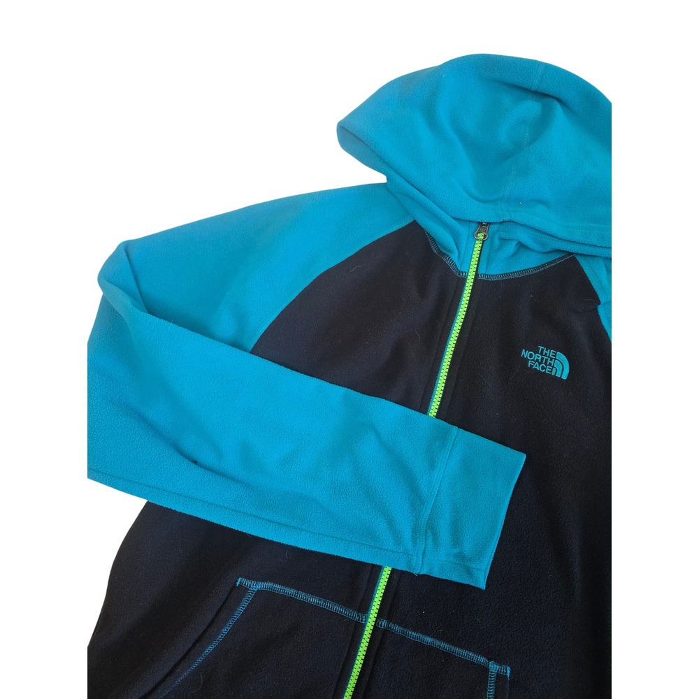 The North Face Fleece Hoodie Boys XL 18/20 Blue Black Full Zip Colorblock EUC